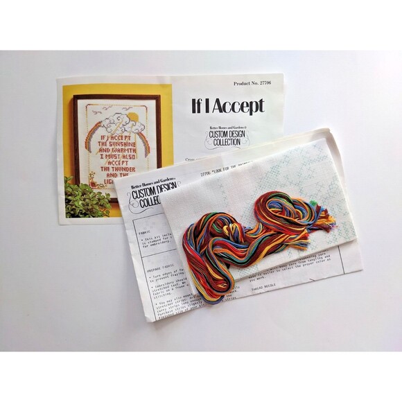 Vintage Cross Stitch Kit "If I Accept" Better Homes & Gardens 11" by 14" Rainbow - Picture 3 of 4